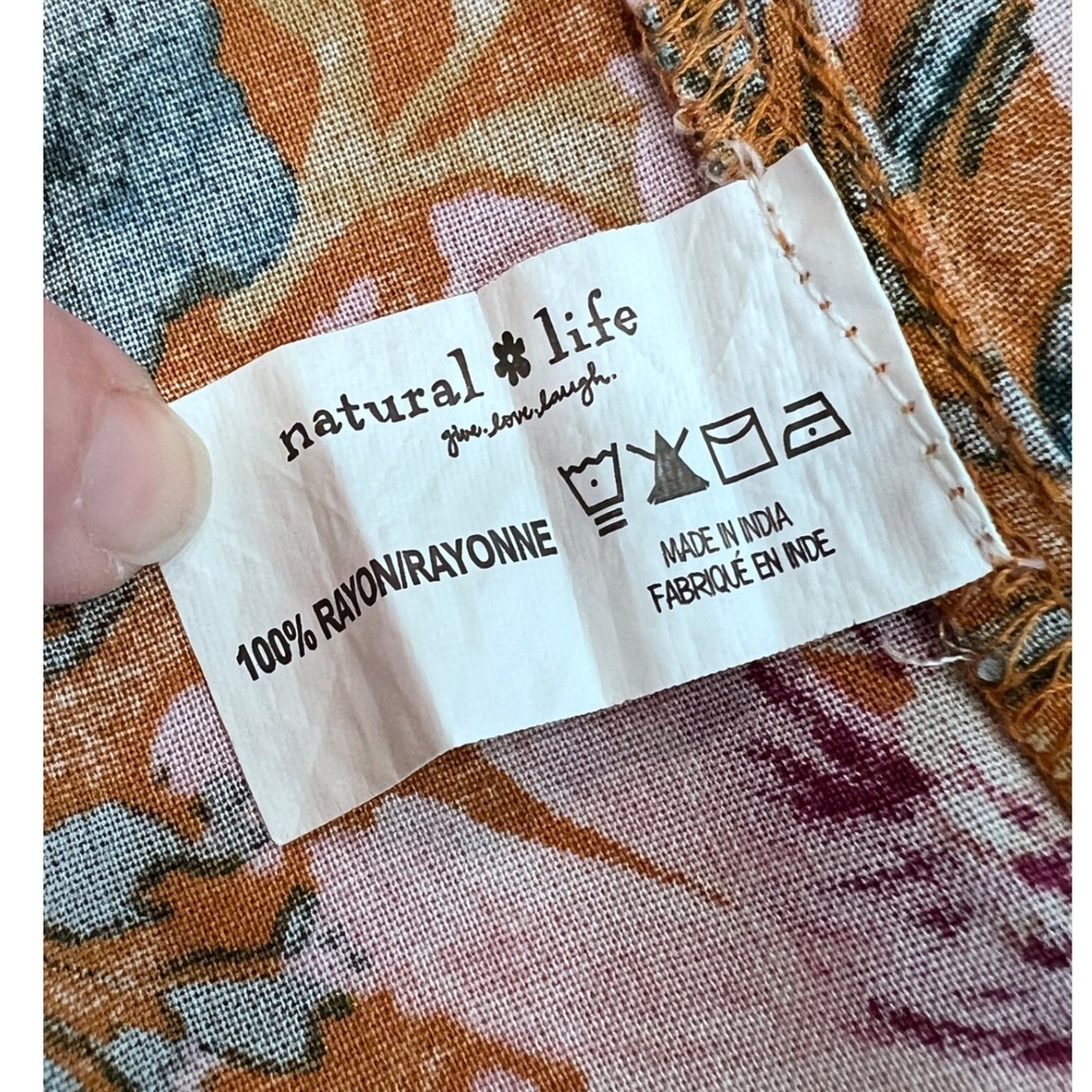 Natural Life Floral Peasant‎ Tunic Top Boho Tassel Accent Rayon Size Large - Picture 6 of 9